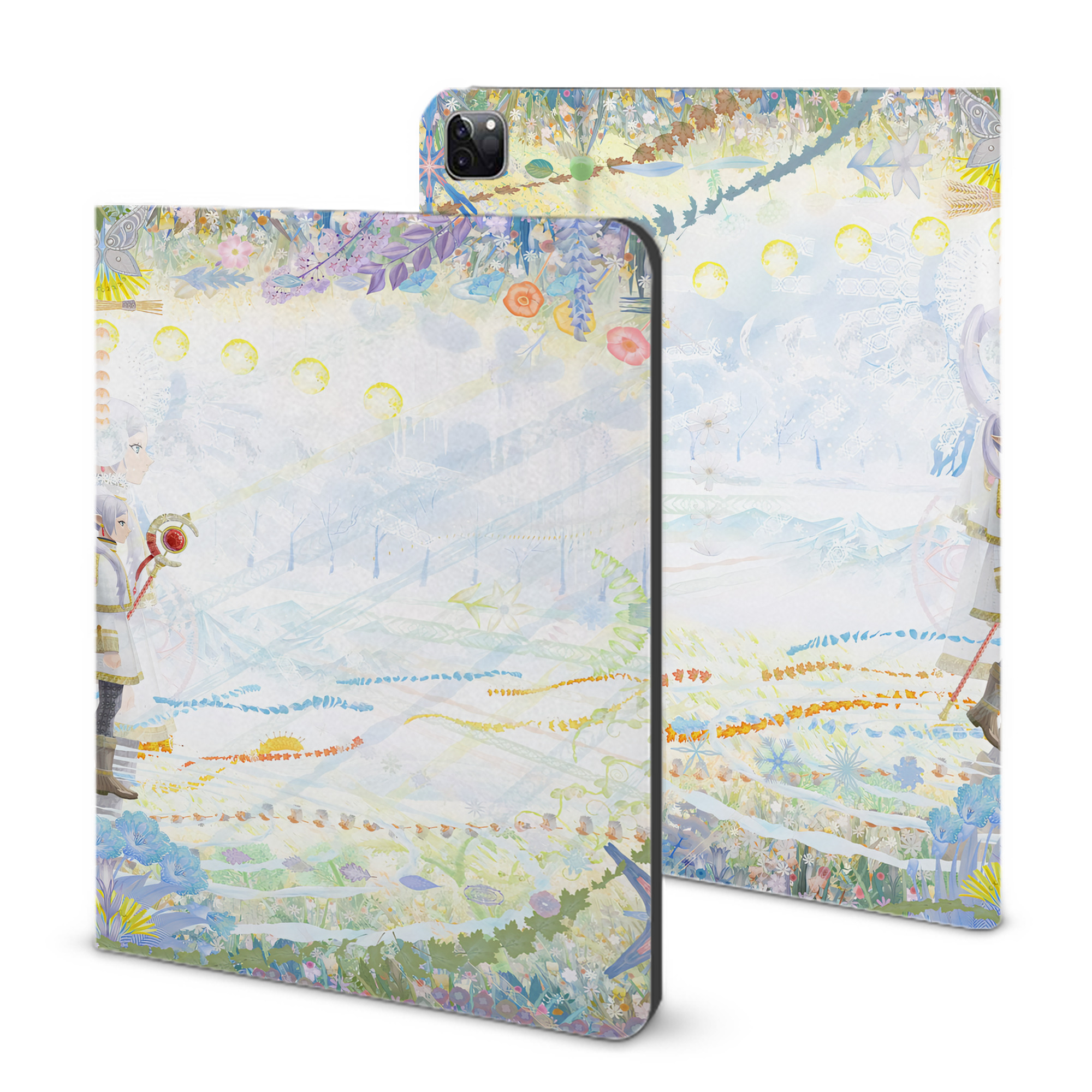 （画像用） 葬送のフリーレン Frieren IPad ケース ブック型 PUレザー TPU 耐衝撃 軽量 薄型 ペン収納なし 全面保護 IPad 各モデル対応